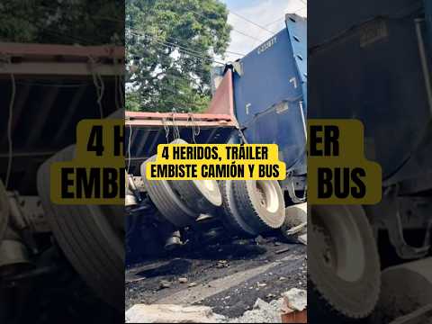 4 heridos: tráiler embiste camión de cerveza y bus en El Xab, Retalhuleu