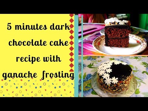 How  to make 5 minutes dark chocolate cake in microwave   recipe with ganache frosting in hindi