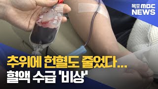 추위에 헌혈도 준다...혈액 수급 '비상'[목포MBC 뉴스투데이]