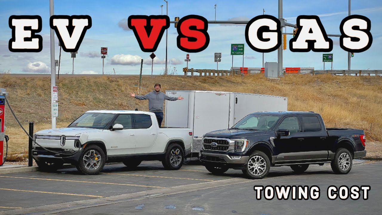 Towing With An Electric Truck - Is It Cheaper Than Gas? Rivian R1T vs Ford F-150 PowerBoost