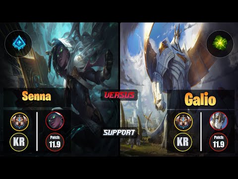Challenger SENNA [Glacial Augment] (Support) VS  GALIO - Challenger KR Patch 11.9