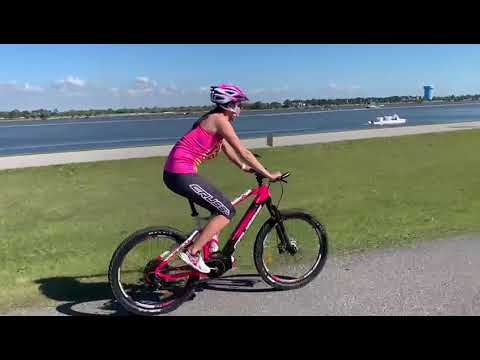 Riding CRUSSIS electric bike e GUERA 8.6-S / MTB in Nathan Benderson Park, Sarasota, Florida.