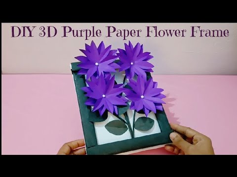 DIY 3D Purple Paper Flower Frame 💜| Beautiful Home Decor Idea 🌸 #DIYFlowerFrame #PaperFlowerArt 