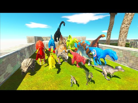 OASIS SPEED RACE NORMAL VS SUPERHEROES DINOSAURS DEATH RUN - Animal Revolt Battle Simulator