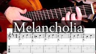 MELANCHOLIA - Artificial Harmonics - Full Tutorial with TAB - Fingerstyle Guitar