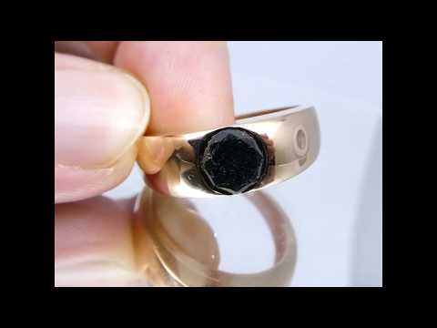 SOLD - 1.36 cts. Black Diamond Men's Solitaire Ring in 14kt Rose/Pink Gold - JW0251