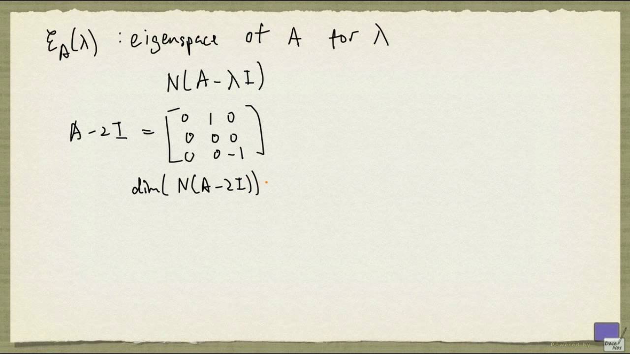 Week 10 - Algebraic and Geometric Multiplicities of an Eigenvalue