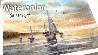 Seaside Glow: Painting a Watercolor Sunset