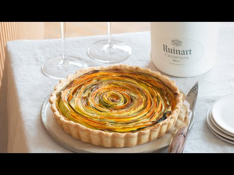 Ruinart Brut x Seasonal vegetables and goat cheese tart | Recipe by Valérie Radou | Maison Ruinart