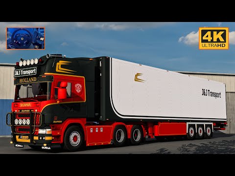 Scania 164L 480 V8 | Rostock - Groningen | ETS2 Gameplay 4K + wheel cam