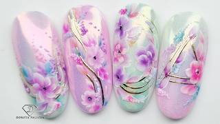 Pastel Ombré Spring Nails 🌸 Easy One Stroke Flowers tutorial 