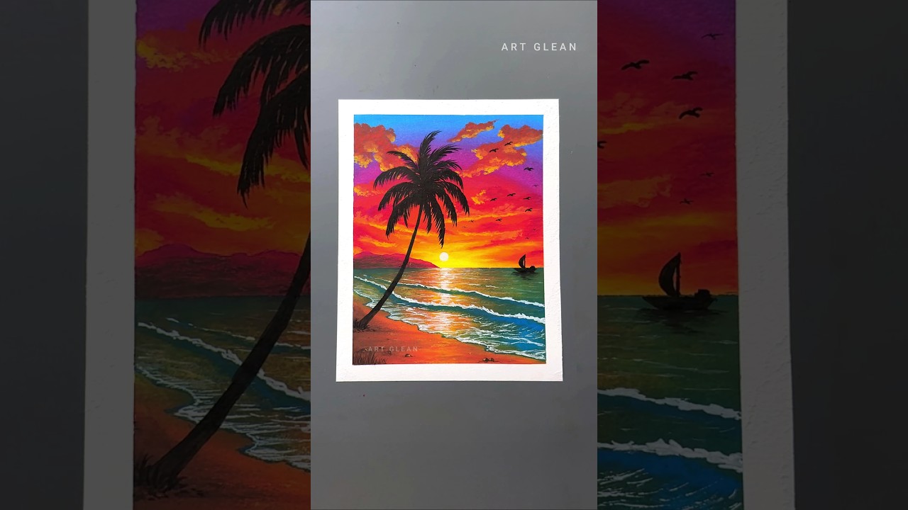 Easy Sunset Scenery with Oil Pastels