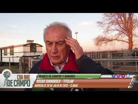 Oscar Subarroca - remate de Campos y Ganados SA - Miércoles 20 de julio de 2022 - Claraz