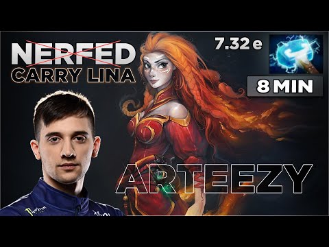 ✅Lina Carry Nerfed !!!?!? Arteezy Gameplay Highlights as Lina - Dota 2 new Patch 7.32 e