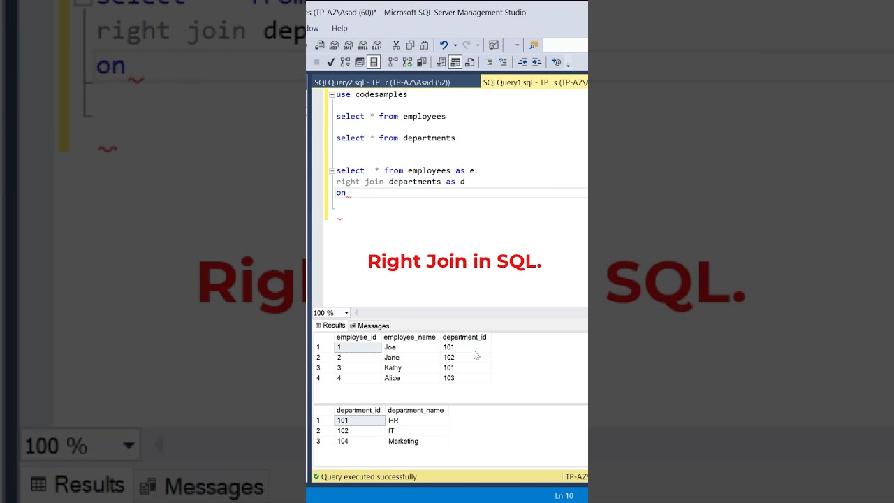 #SQL Right Join Example. #datascience #programming #coding #sqltutorial