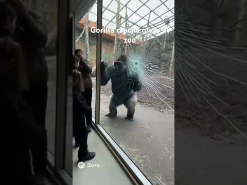 San Diego Zoo gorilla charges at guests, breaks glass. This is only a depiction #gorilla