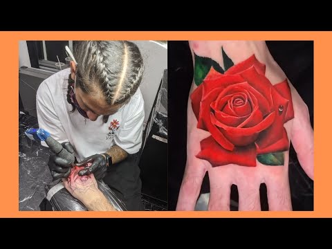 DAVID LEON Tattoos a Rose on my hand (First Class Tattoo, NYC)