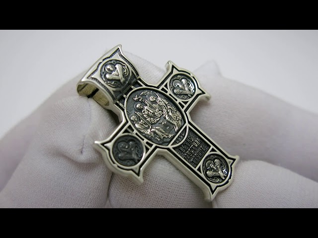 Серебряный крестик "Ветхо Заветная Троица" вкх276 Видеообзор