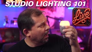 Three-point lighting diagram for live streaming studio setup