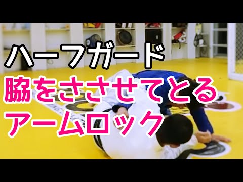 ハーフガード脇をささせて崩すアームロック