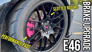 BMW E46 Performance brake install - Hawk 5.0 pads + slotted rotor upgrade 330ci to M3 swap kit