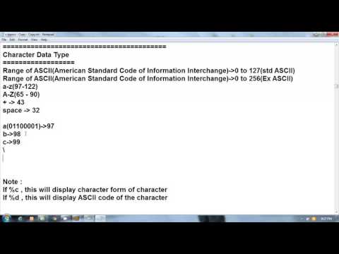 C Programming In Hindi | Character Data Type And ASCII Codes