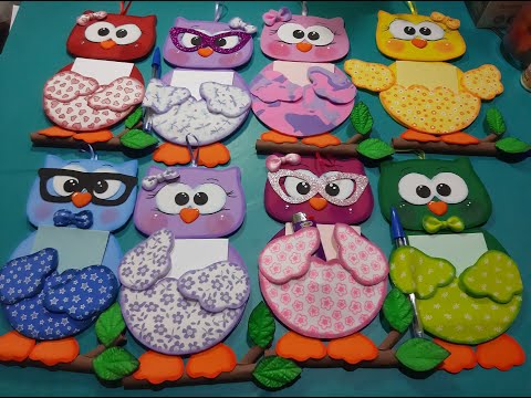 Coruja Porta Recado com CD para os Professores - "Vamos Artesanar"