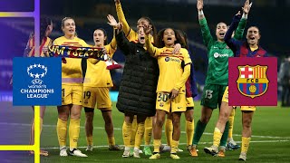 Barcelona celebrate making it to the 2024 UWCL Final 💙❤️