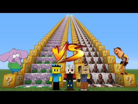 FİL NECATİ VS HELLO NEIGHBOR MERDİVEN ŞANS BLOKLARI - Minecraft