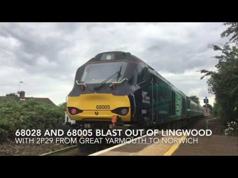 DRS 68028 and 68005 blast out of Lingwood with 2P29