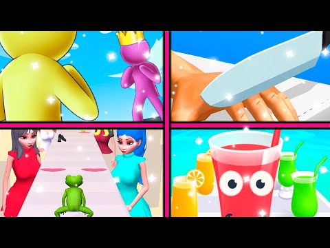 ASMR Slicing VS Giant Rush VS Juice Run VS Frogprince Rush | All Levels Android iOS NR 28
