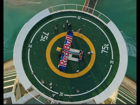 #redbull #plane #landing on #helipad #burjalarab #dubai