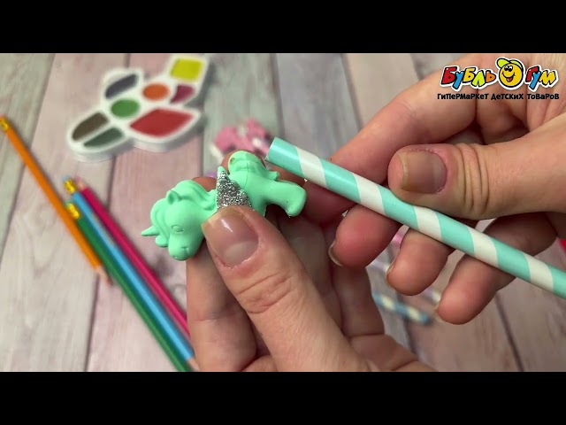 Карандаш JUNGER Единорог с резинкой в ассортименте - видео