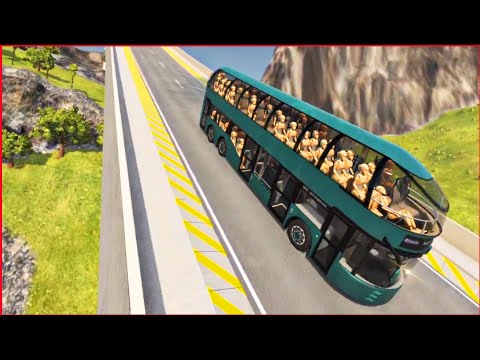 Destroying A Bus With 75 Crash Test Dummies Inside! - Car Jump Areana, &  Leap Of Death BeamNG