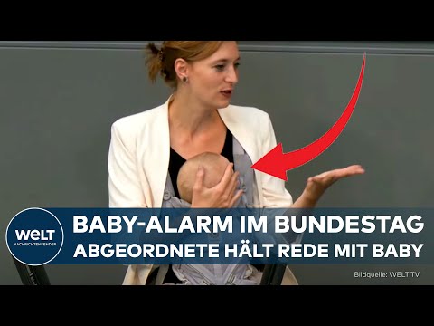 DEUTSCHLAND: Mit Baby ans Rednerpult! Hanna Steinmüller (Grüne) schreibt Geschichte im Bundestag