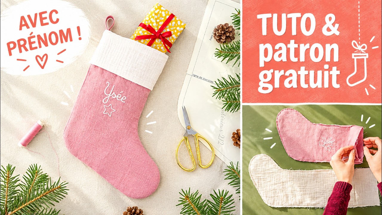 Tutoriel couture chaussette de Noel – Patron gratuit