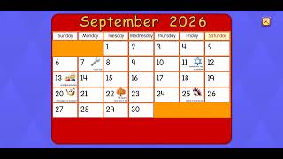 Starfall Daily Calendar - September 10, 2026 (First Day of School) (Middle)