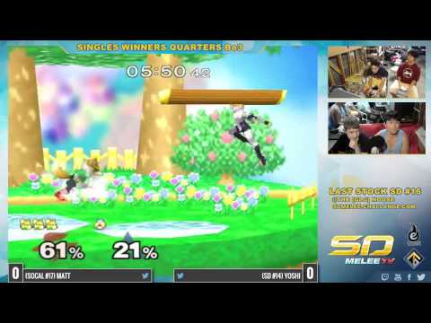 Last Stock SD #16 - Matt (Fox) vs Yoshi (Sheik) - SSBM Winners Quarters - Melee