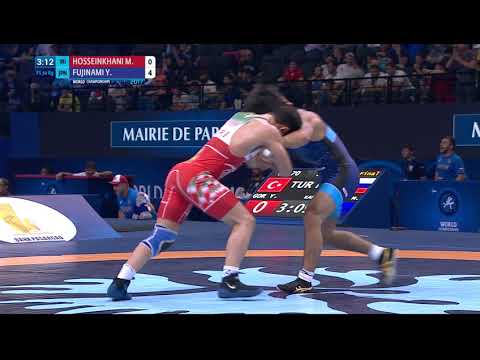 1/4 FS - 70 kg: Y. FUJINAMI (JPN) df. M. HOSSEINKHANI (IRI) by VPO1, 7-6