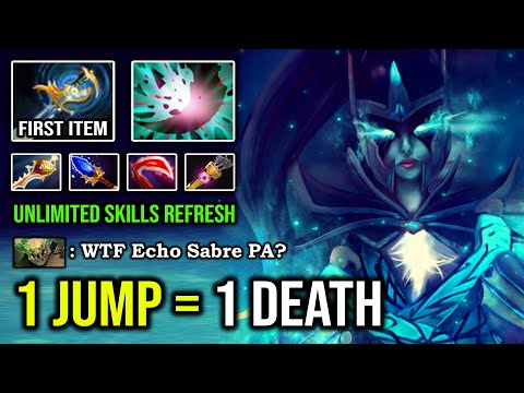 UNLIMITED REFRESHED 1st Item Echo Sabre Phantom Assassin 1 Jump 1 Death with Aghanim Rapier Upgrade