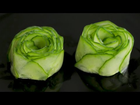 How to Make Cucumber Rose Garnish Video
