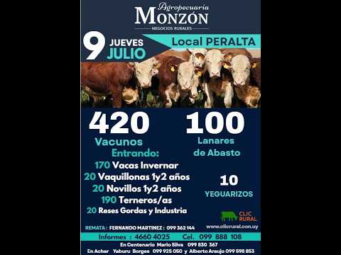 09/07/2026 Local Peralta - Tacuarembó - Feria Mensual - Agropecuaria Monzon
