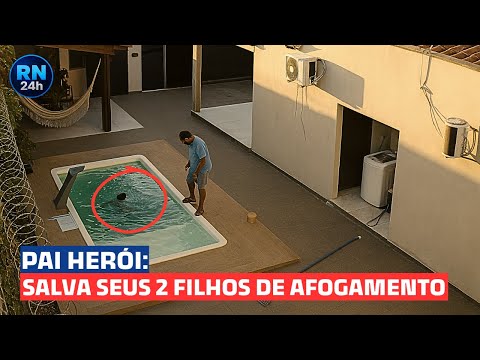 Pai Age em Segundos e Evita Tragédia com os 2 Filhos em Piscina — Arapiraca, AL