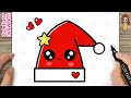 How To Draw A Cute Christmas Santa Hat Easy Step By Step For Kids