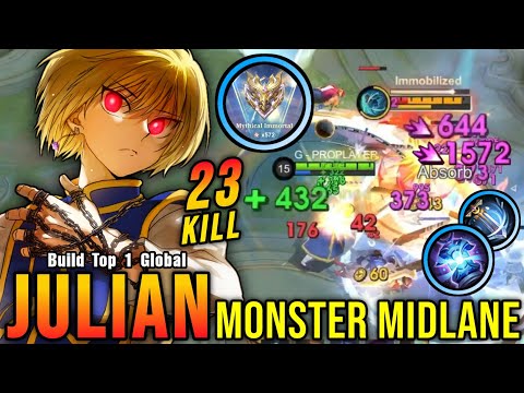 23 Kills!! Monster Midlane Julian Insane LifeSteal - Build Top 1 Global Julian ~ MLBB