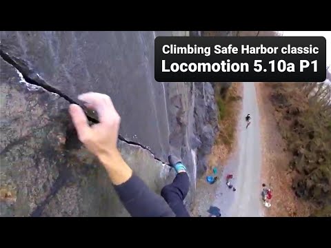 Climbing Safe Harbor classic Locomotion 5.10a Part 1