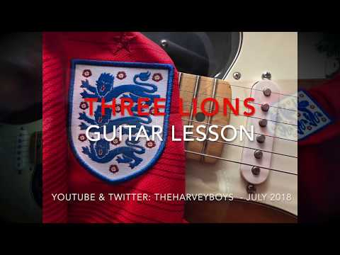 3 Three Lions Guitar Lesson - EASIER - Baddiel Skinner Lightning Seeds - It's Coming Home England