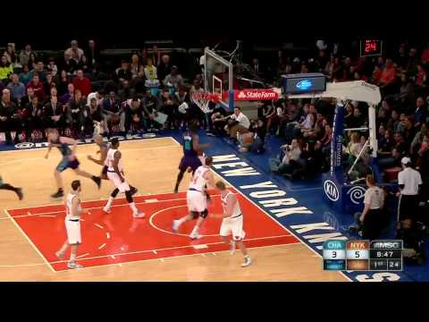 Bismack Biyombo Dunk Hornets vs Knicks January 10, 2015 NBA