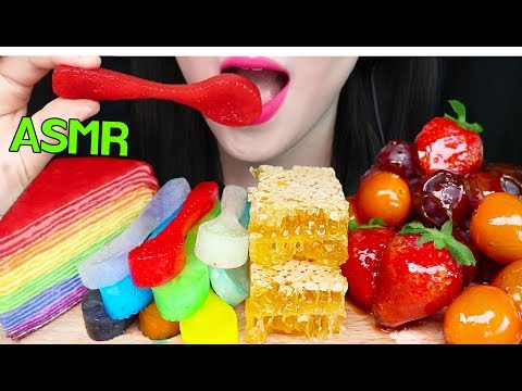 ASMR SPOON, CREPE CAKE, HONEYCOMB, TANGHULU 숟가락, 크레이프 케이크, 벌집꿀, 과일 사탕 탕후루 먹방 (EATING SOUNDS) Video