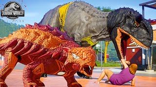 Ultimate Jurassic World Battle: Hulkraptor vs. Iron-man Ankylosaurus & Barman |SuperHero Dinosaurs|